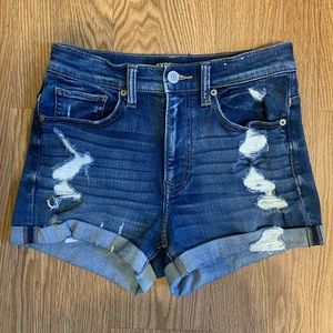 Express Shortie High Rise Denim Ripped Jean Shorts size 4